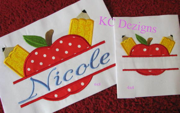 Apple Pencil Split Monogram: A Charming Embroidery Design