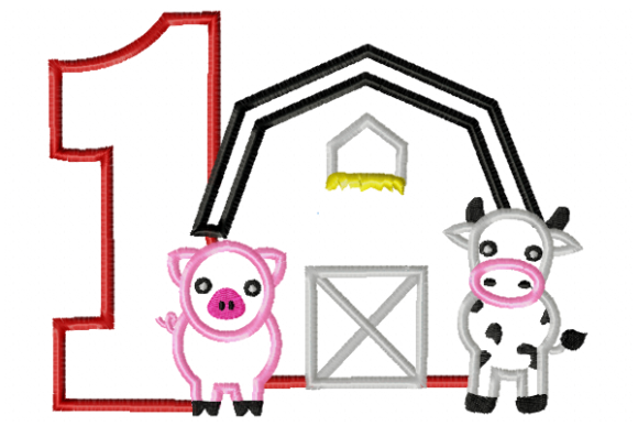Barn Birthday Number 1 Applique: A Charming Addition