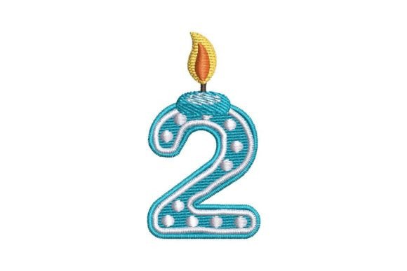 Birthday Candle Number 2: A Colorful Embroidery Design