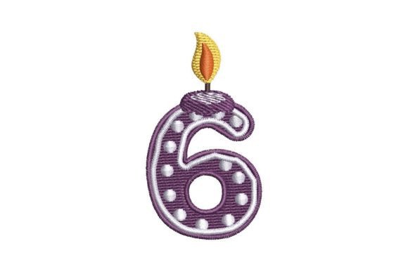 Birthday Candle Number 6: A Charming Embroidery Design