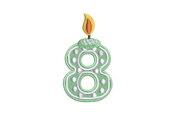 Birthday Candle Number 8: A Vibrant Embroidery Design