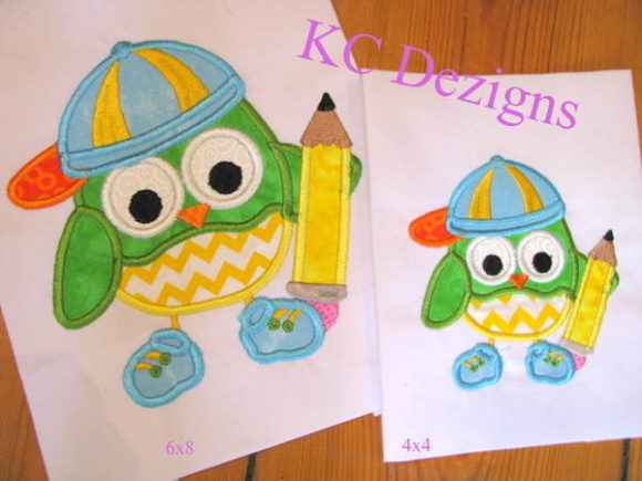 Boy Owl with Pencil: A Charming Embroidery Design