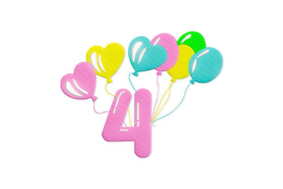 Celebrate with Birthday Number 4 Embroidery