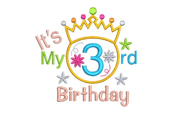 Celebrating with Baby's Third Birthday Embroidery