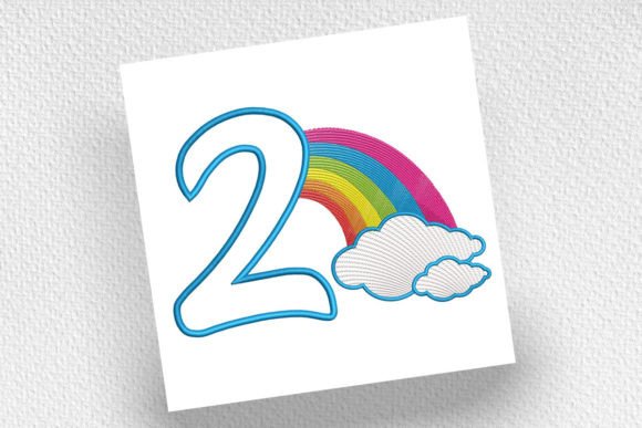Charming Rainbow Birthday Number Two Embroidery