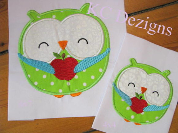 Cute Owl Holding Apple Embroidery Design