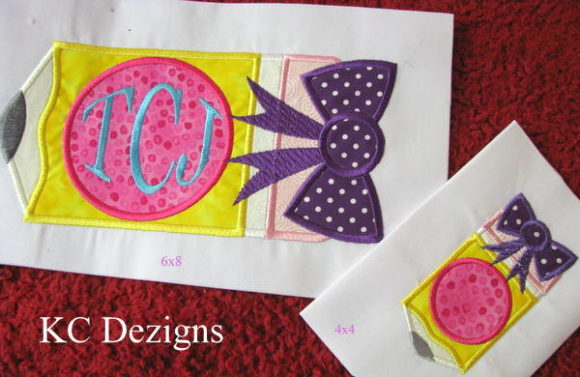 Cute Pencil Monogram with Bow for Back to School