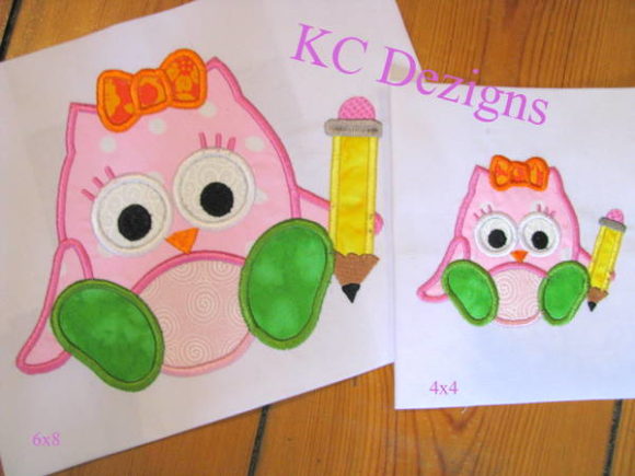 Girl Owl with Pencil: A Charming Embroidery Design
