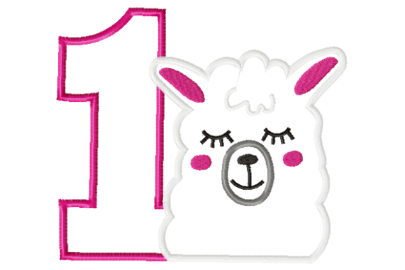 Llama Birthday Number 1: A Charming Embroidery Design