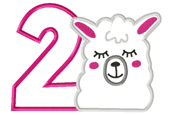 Llama Birthday Number 2: A Charming Embroidery Design