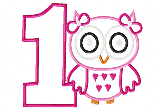 Owl Girl Number 1 Birthday: A Charming Embroidery Design