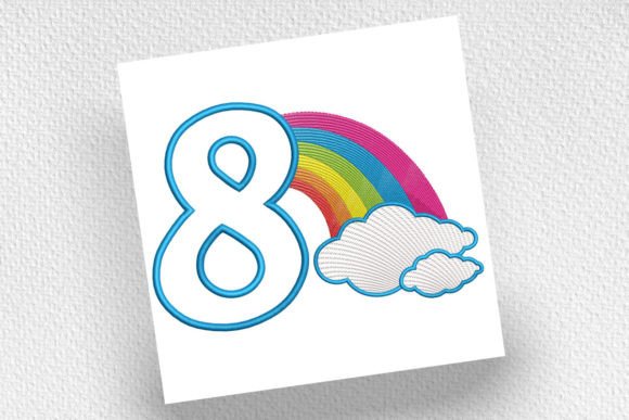 Rainbow Birthday Number Eight: A Colorful Embroidery Delight
