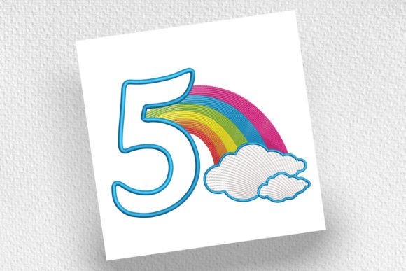 Rainbow Birthday Number Five: A Festive Embroidery Delight
