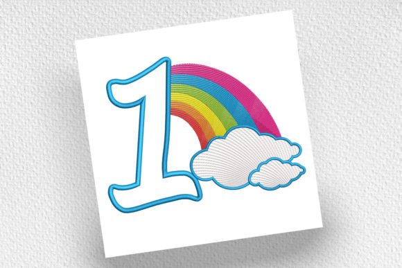 Rainbow Birthday Number One: A Charming Embroidery Design
