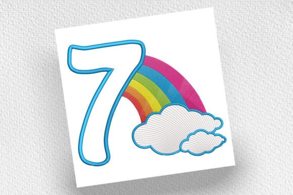 Rainbow Birthday Number Seven: A Festive Embroidery Delight
